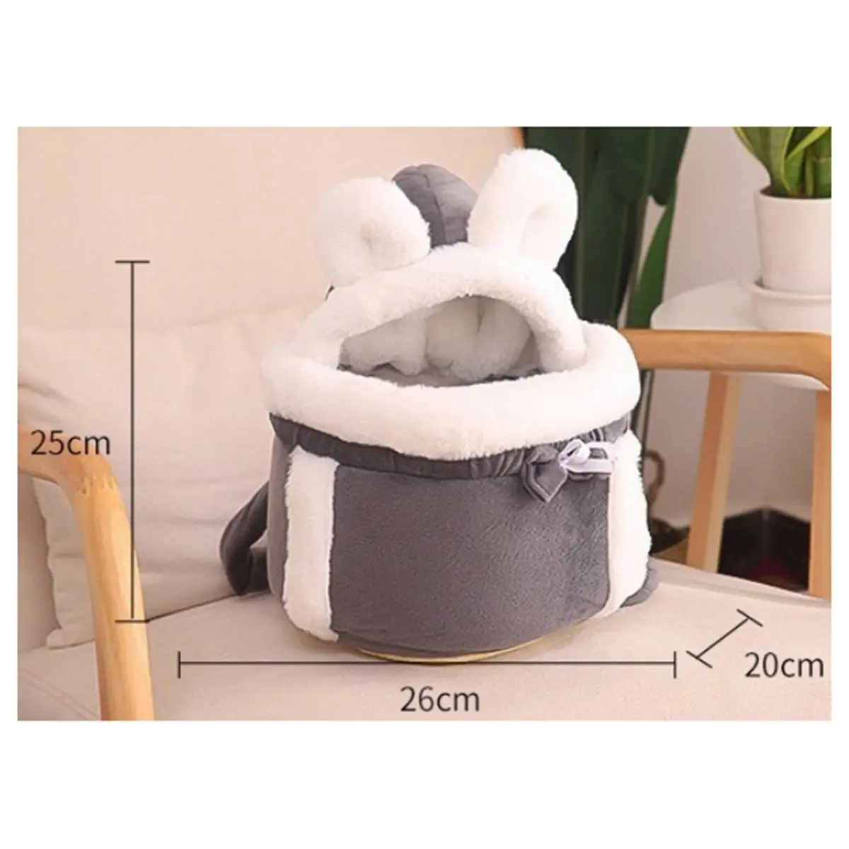 

Рюкзак-переноска для кошек и маленьких собак с удобной подушечкой и теплыми боковыми карманами, серый цвет