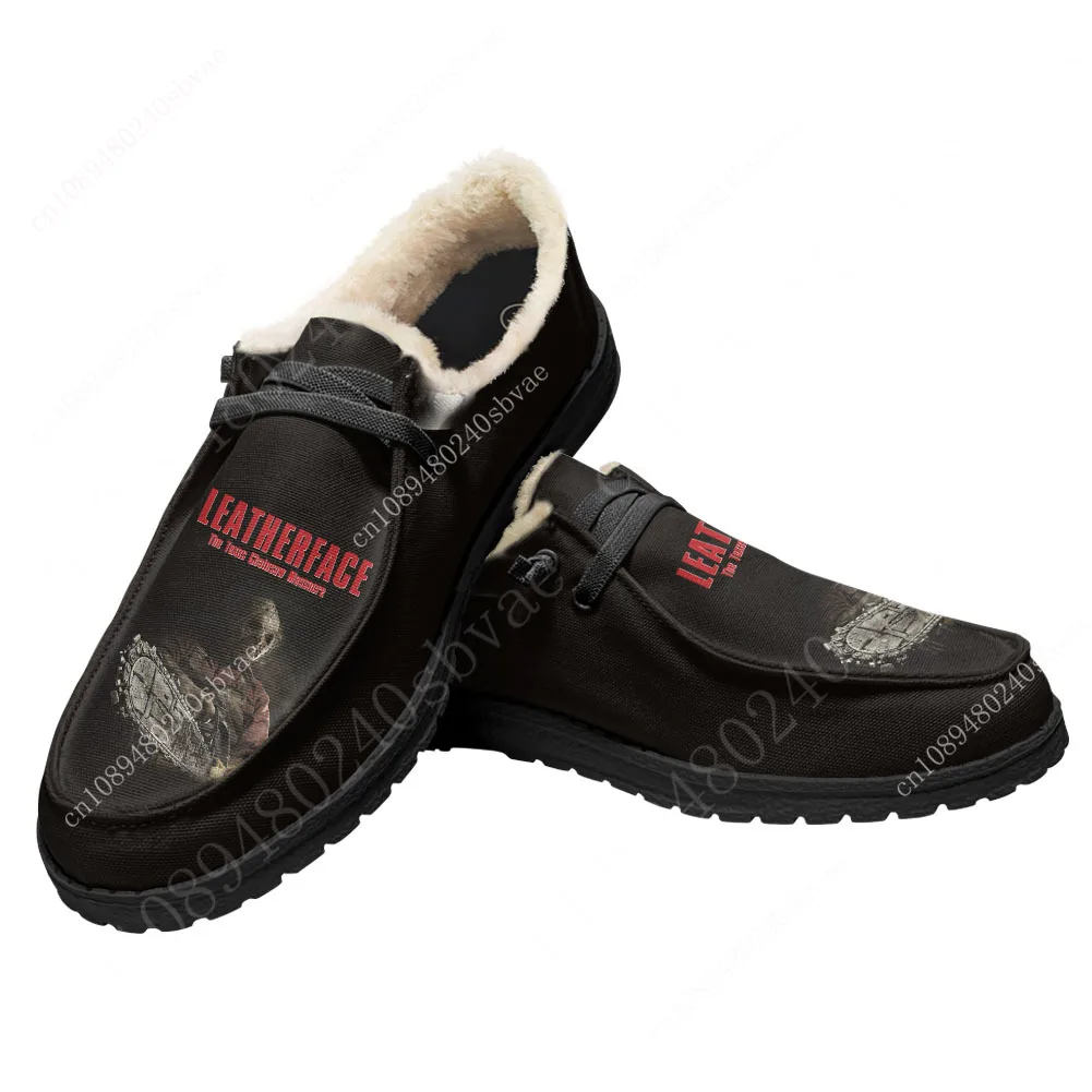 Texas Chainsaw Massacre Leatherface Plush Flat Shoes Breathable Outdoor Sneakers Lightweight Shoes Custom Shoes Custom Made Shoe