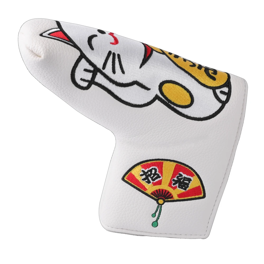 Japan Cat Full Embroidery Strong Magnetic Closure Golf Blade Putter Head Cover