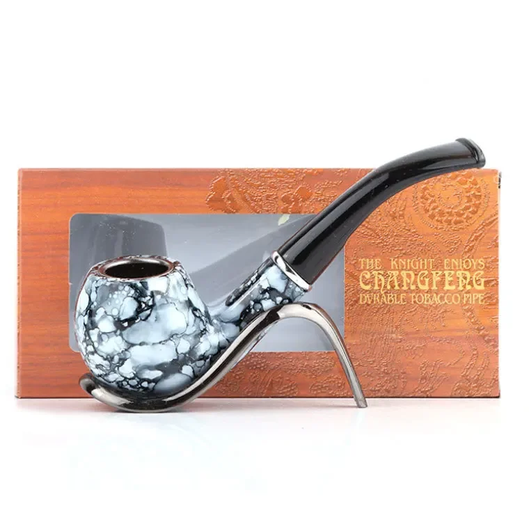 Resin Vintage Durable Tobacco Smoking Pipe Black Smoke Pipes Reduce Tar Cigarette Filter Men Gift Tobacco Smoking Gadgets