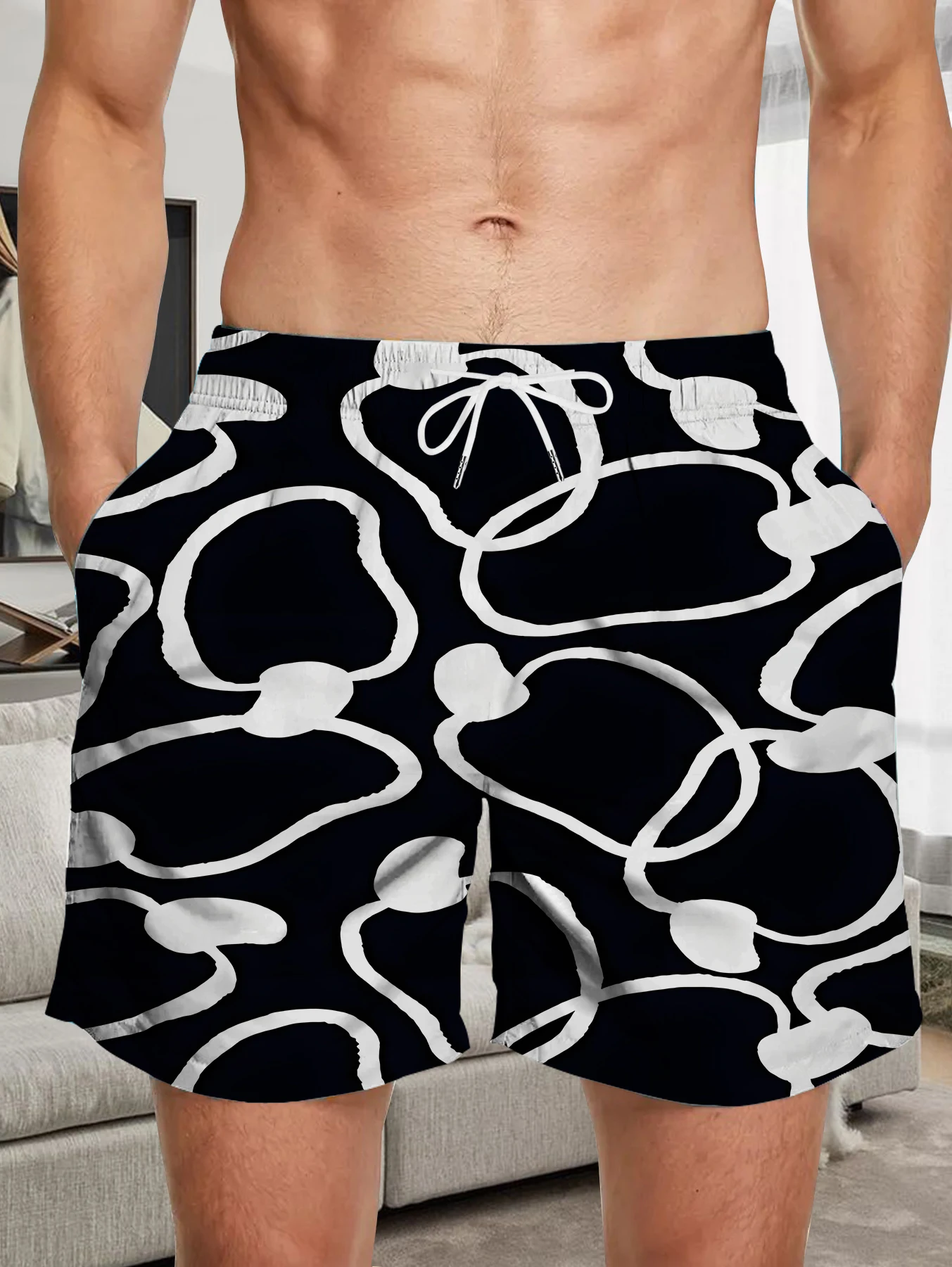 

Abstract Full Print Beach Shorts Men Digital Printed Quick Dry Polyester Bottoms