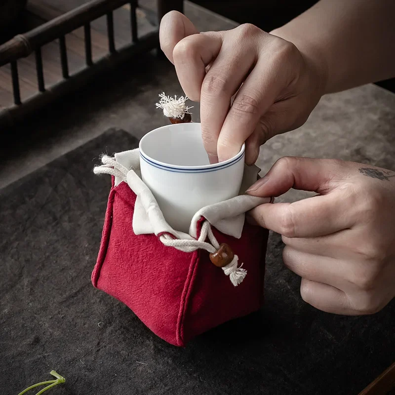 Single Cup Buggy Bag Master Cup Bag Portable Tea Brewing Pot Jian Kiln Cup Cloth Bag Drawstring Cotton Linen Bag Envio Gratis