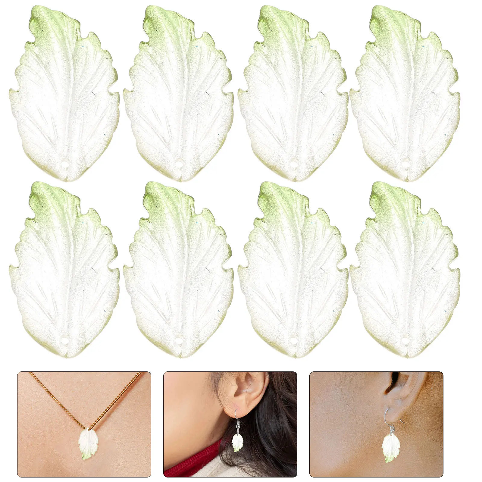 

40 Pcs Necklaces Leaf Connect Charms Glass Dangle Pendant for Jewelry Making Women