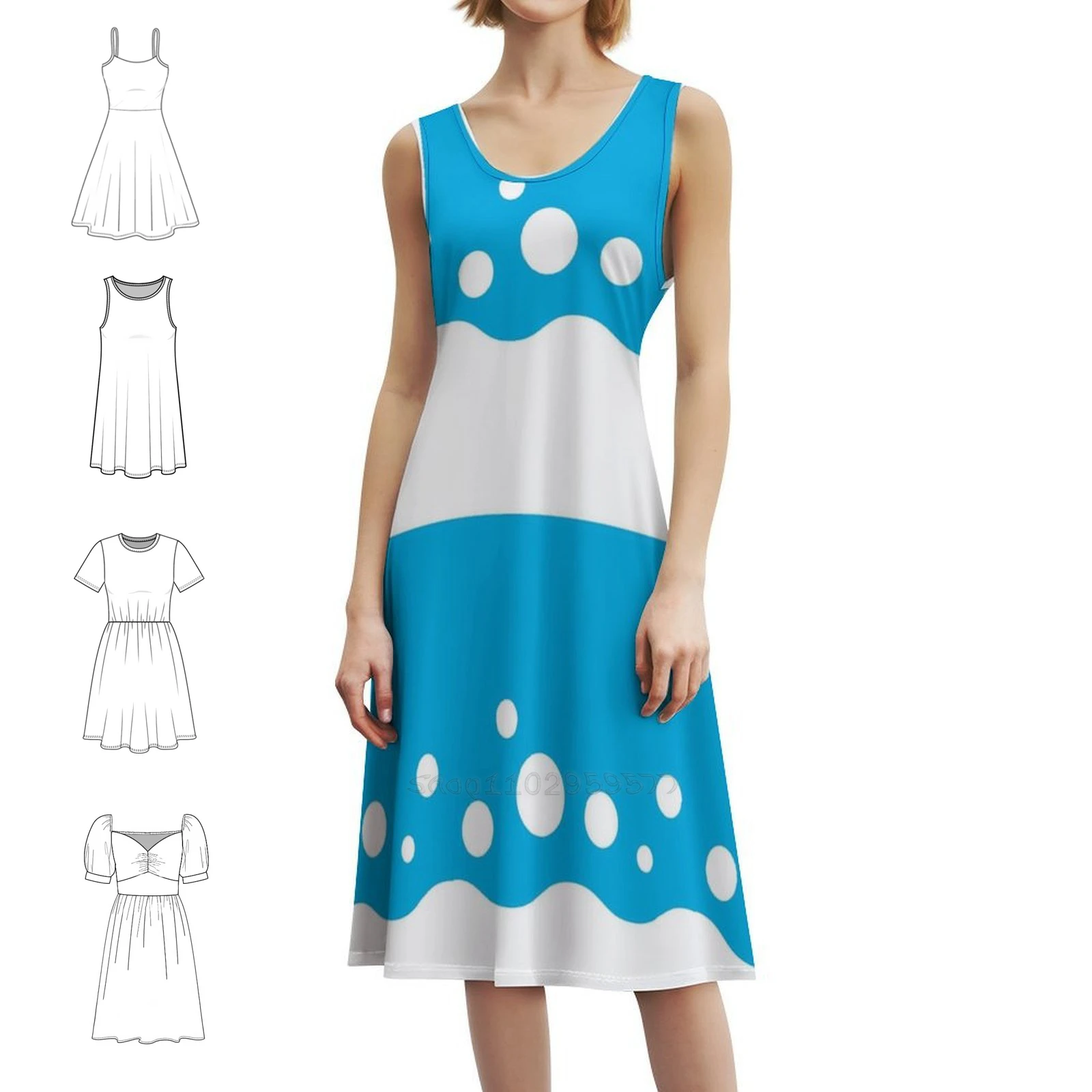 

Платье с вырезом в форме сердца Azumarill, элегантное летнее праздничное платье для женщин, милое зеленое кавайное платье с драконом Azumarill