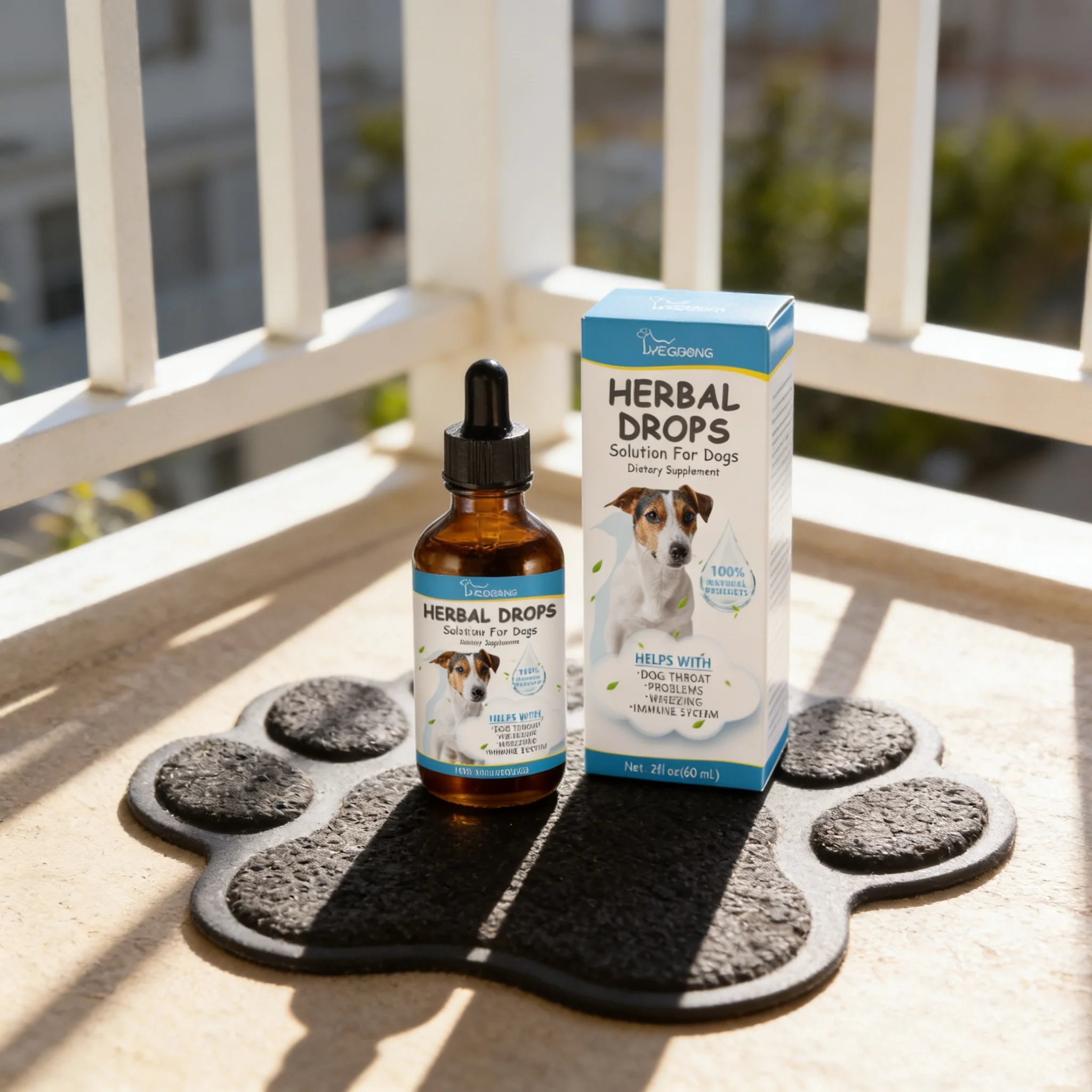 Yegbong Pet Cough Herbal Drops Soother Throat Discomfortable Gentle Formula Safe For Dogs Cats Health Supplement Care Drops 60ml
