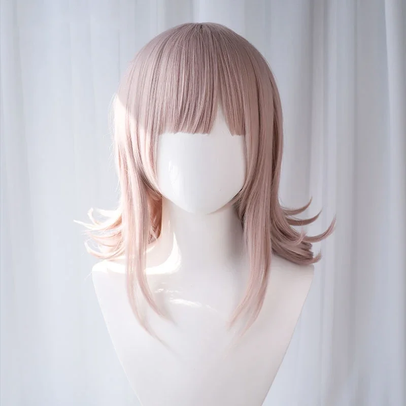 Danganronpa Chiaki Nanami cosplay wig the Ultimate Gamer 40cm light pink brown wavy hair