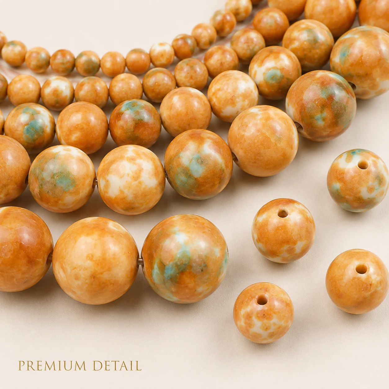 4-12mm 16pcs Stones half strand Yucai Stone Orange White Spacer Loose Beads For Jewelry Making DIY Bracelets Necklace Accessorie