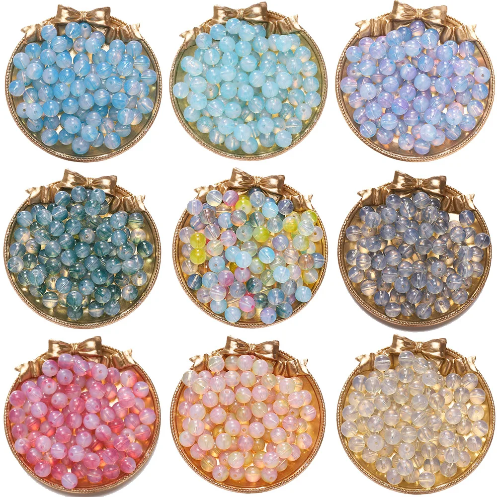 New 10mm Bichromatic Protein Round Glass Beads Loose Spacer Beads For Jewelry Making DIY Bracelet Necklace Accessories