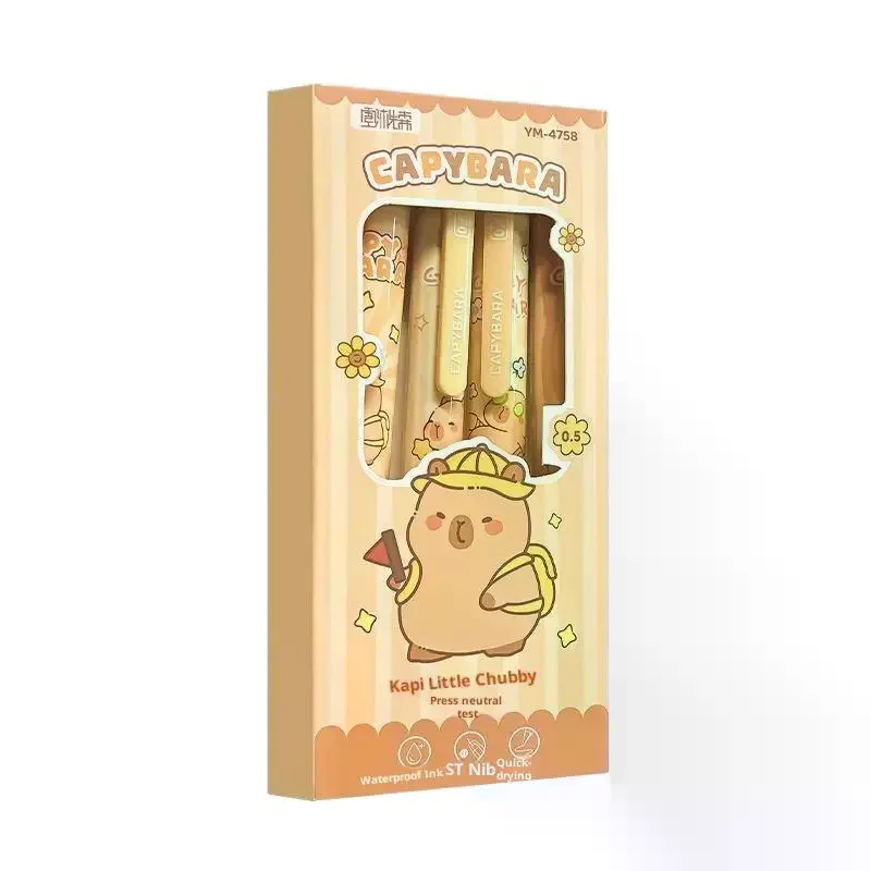 4Pcs Cute Cartoon Capybara Gel Pen Quick Drying Neutral Pen Student Kids School Writing Student Stationery Supplies Gifts