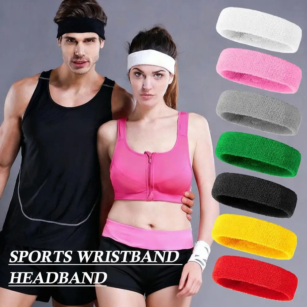 

New Hot Athletic Sweatband Hairband Headband Wristband Set in 3-Pack Cotton Head Sweat Band for Running Cycling Yoga Spa Wicking
