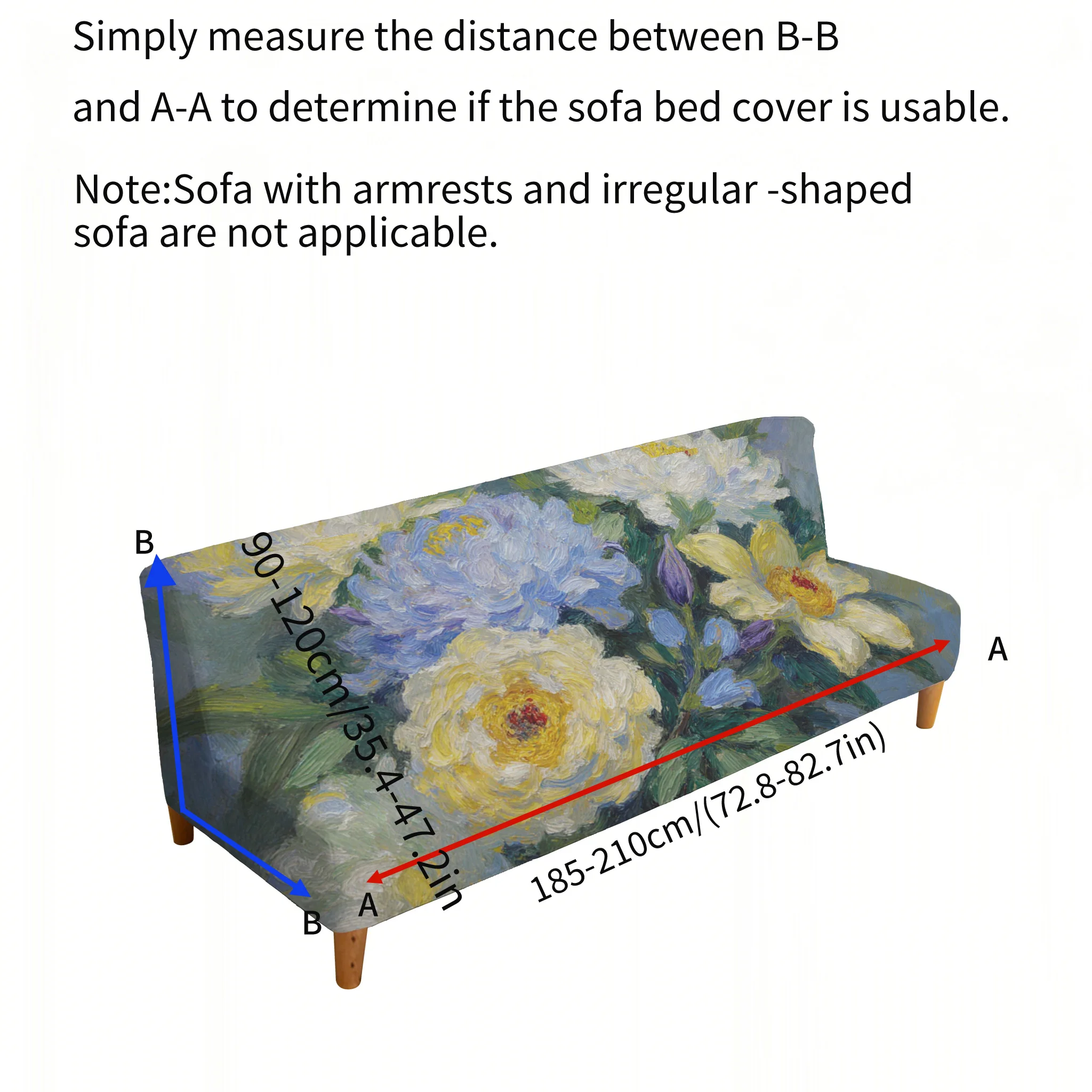 Oil painting peony printing elastic sofa bed cover, living room sofa bed cover, dustproof machine washable sofa bed cover