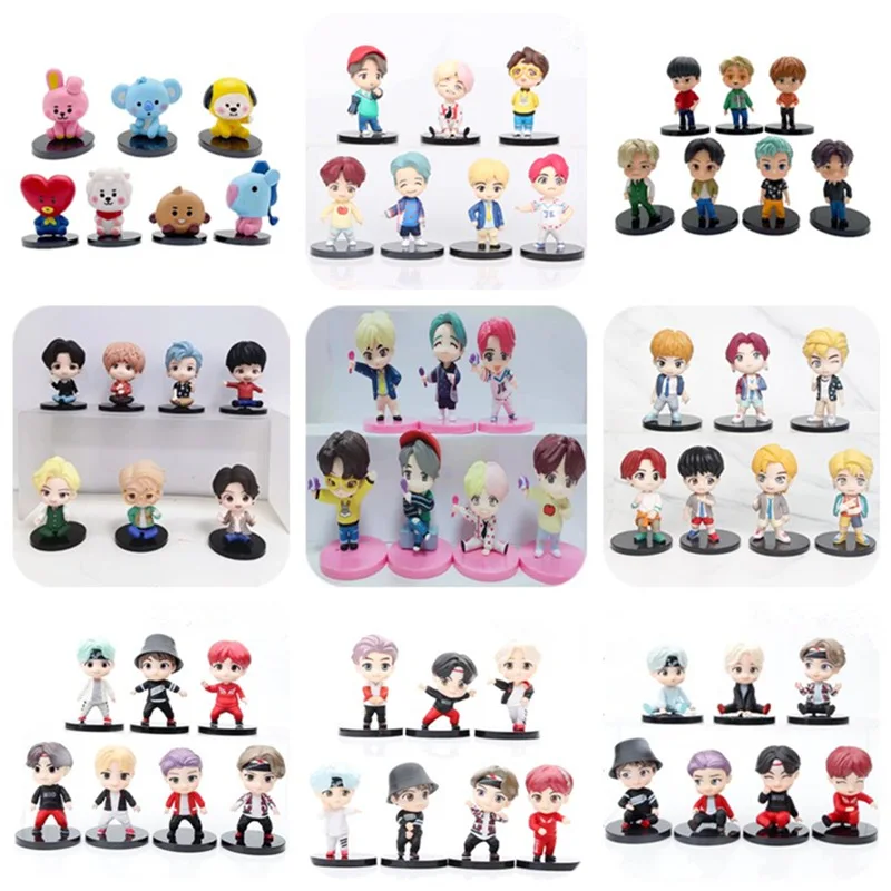 Bangtan Boys Group Rm Jin Suga Jhope Jimin V Jungkook Doll Model Toy, Star Idol, Cute Army Gift, 10 tipos, 7 piezas por juego