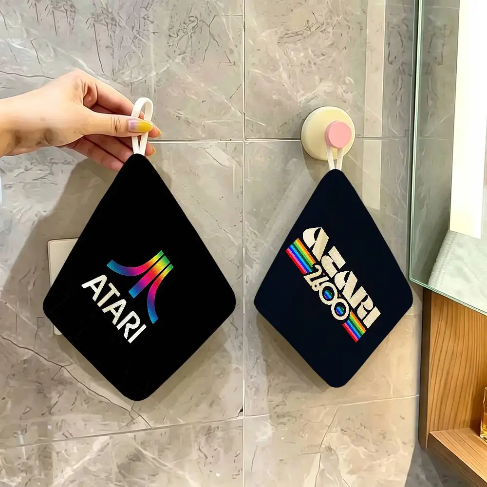 A-Atari Logo Polyester Cotton Hanging Kitchen Towel, Soft Hand Wiping Towel, Reusable for Kitchen Bathroom Home