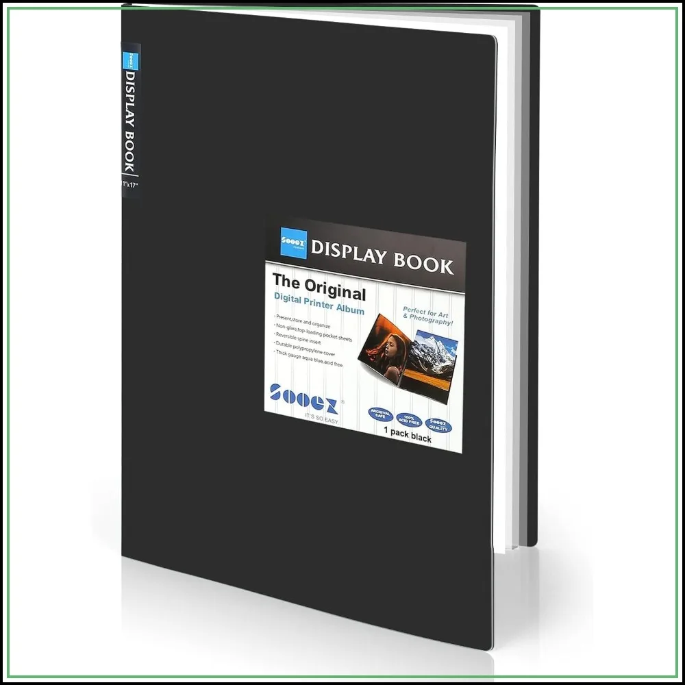 

Large Art Portfolio 12x18, 30-Pocket Folder with Black Inner Sheets, 60-Page Display, Heavy-Duty Presentation Book for Artists