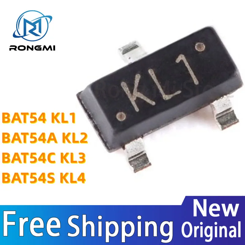 100pcs New BAT54 KL1 BAT54A KL2 BAT54C KL3 BAT54S KL4 Schottky diode SOT23 IC Chip In Stock Wholesale