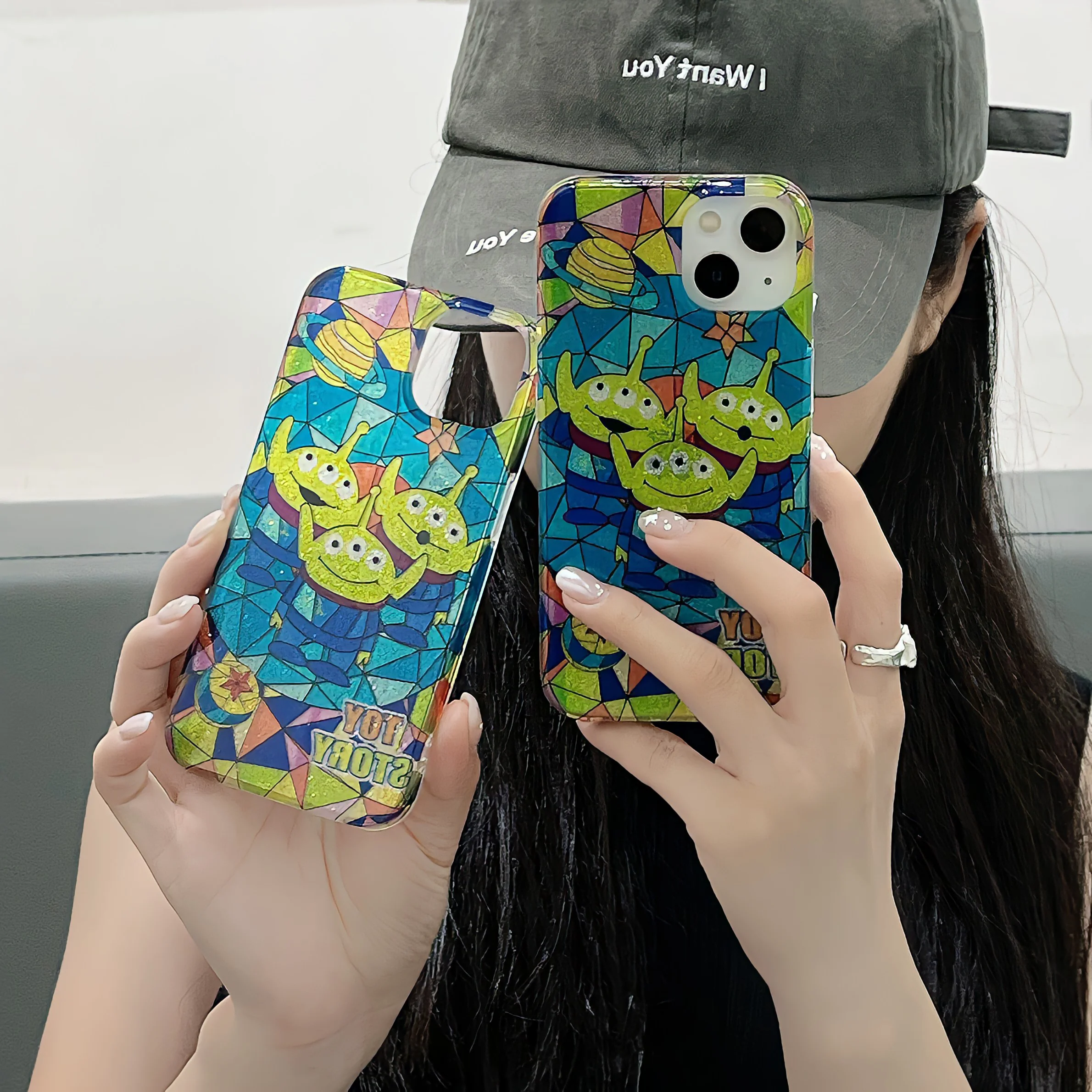 Cute Cartoon Phone Case for iPhone, Toy Story Alien, Soft Bumper Silicone, Hard Cover, Cool, Anime, 11, 12, 13, 14, 15 Pro Max