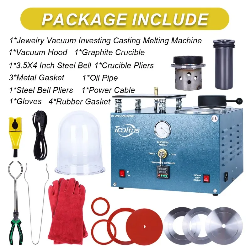 1100 ° C مجوهرات فقدت الشمع قالب الصب الجص الاستثمار الذهب الفضة النحاس معدن تكرير 2L فراغ ذوبان وآلة الصب #2