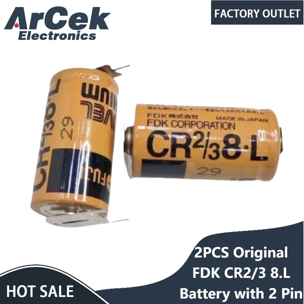 2PCS Original FDK CR2/3 8.L 3V PLC Lithium-Batterie mit 2 Pin für Smart Card Meter Drahtlose Kommunikation Computer Netzteil