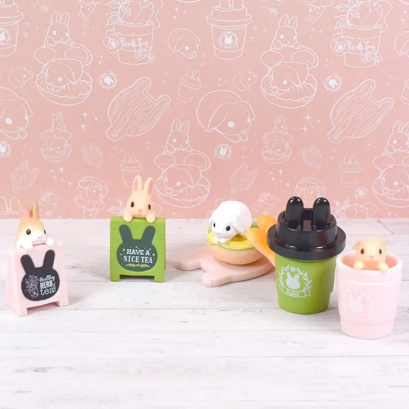 TARLIN Kawaii Cute Original Japan Gashapon Figure Anime Coffee Rabbit Pink Burger Miniatur Scene Figurine Capsule Toy