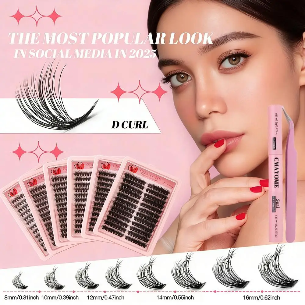 Große Kapazität, flauschige, dicke, D-gebogene künstliche Wimpernverlängerungen, DIY natürliche Wimpern, einzelne Wimpern, Wimpern-Cluster, Make-up
