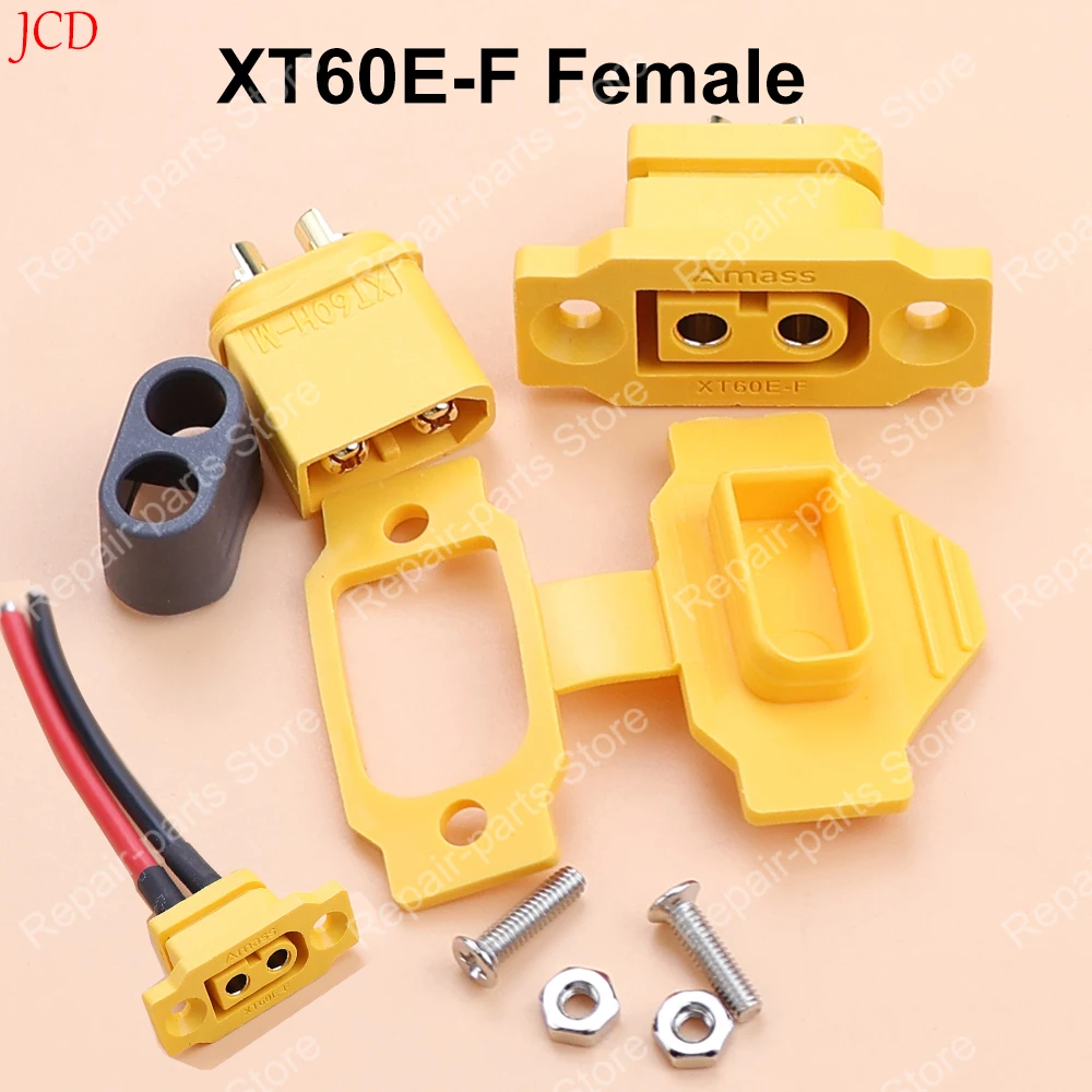 JCD Quick Charge XT60E-F.B Model Airplane Battery Gold-plated 30A High Current Female Plug Mountable XT60 Connector Black