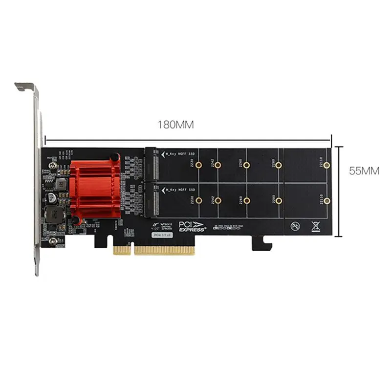 BIGSALE-PCIE3.1 X8 to Dual M.2 Hard Disk Expansion Card ASM1812 Chip Supports NVME Protocol Full Speed Adapter Card