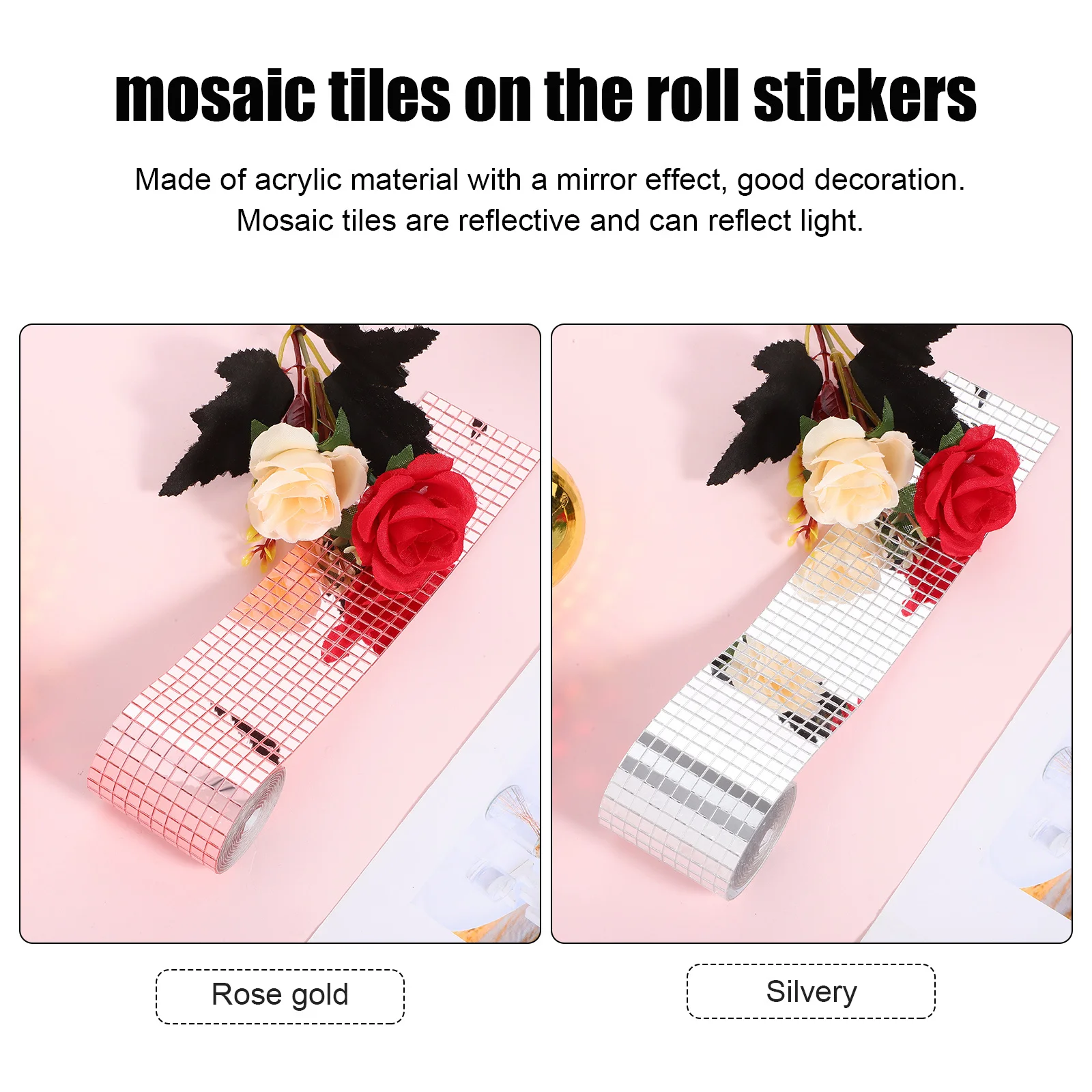 

2Pcs Mosaic Wall Stickers Mini Mirror Tiles Adhesive Surface Decorative Stickers for Wall Art DIY Projects Mirror Tiles