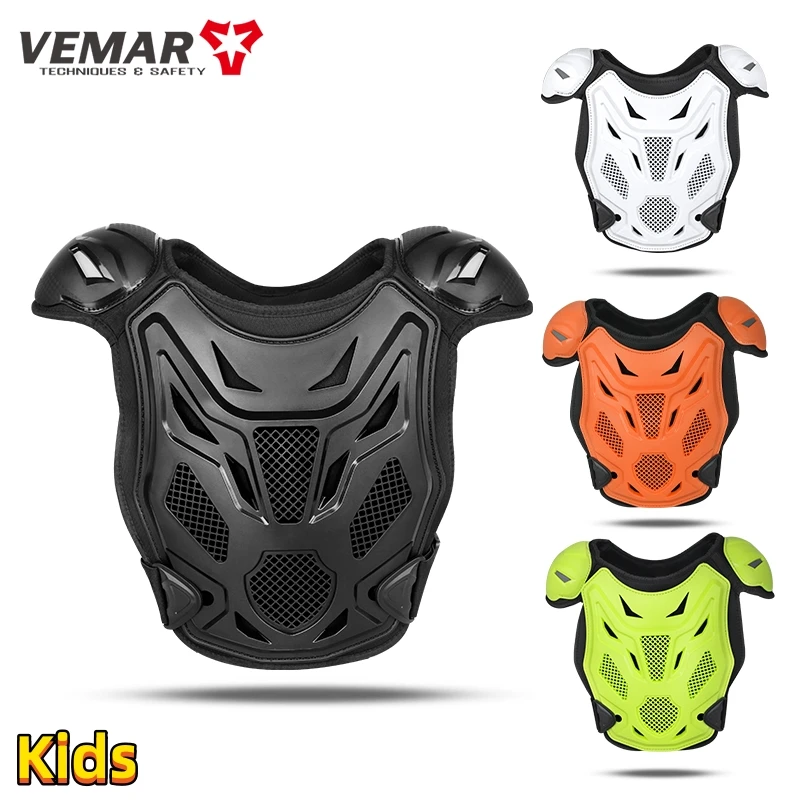 Kids Motorcycle Armor Vest 5Pcs Knee Elbow Pads Motocross Off-Road Chest Back Protector Riding Gear for Children Boys Girls