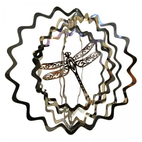 Dragonfly Wind Spinner Stainless Steel 3D Rotating Yard Decoration Outdoor Lawn Ornament for Garden Patio