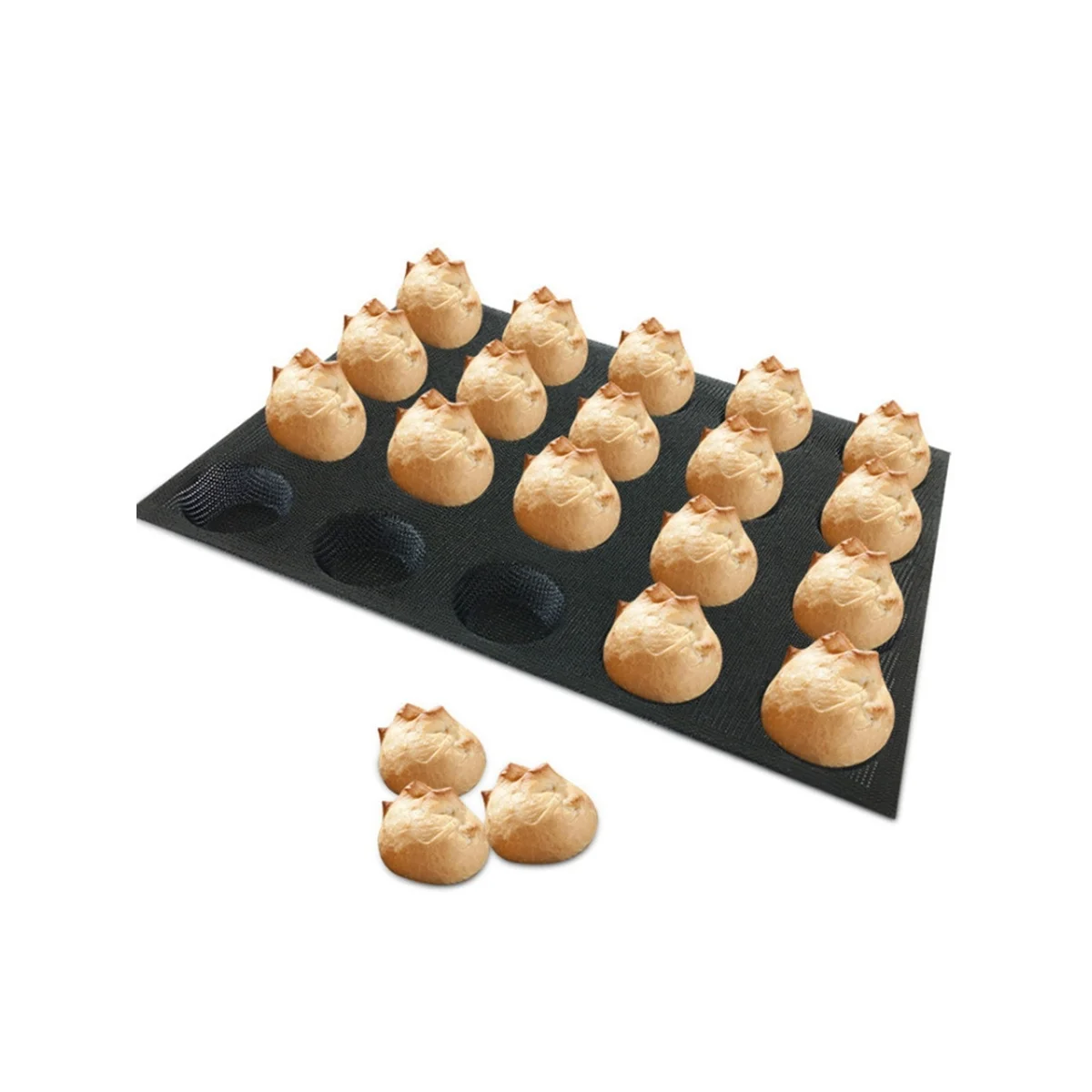 ABLK 20 หลุมแม่พิมพ์ซิลิโคนเค้ก T มินิพิซซ่ารุ่นรอบขนมปังแฮมเบอร์เกอร์แม่พิมพ์ Non-Stick ถาดอบเครื่องมือ