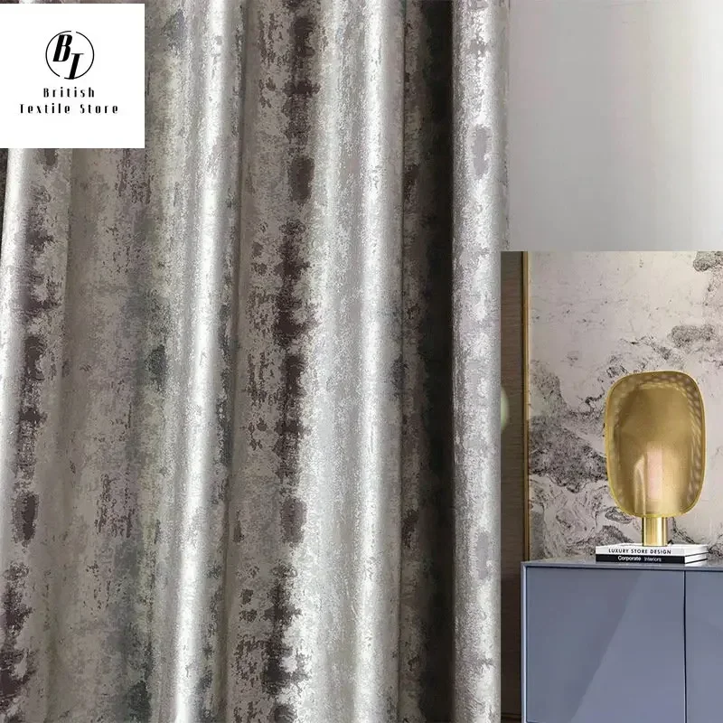 Customize Windows Fashion Luxury Jacquard Silver Curtains For Living Room Bedroom Dining High Density Modern Minimalist Blackout
