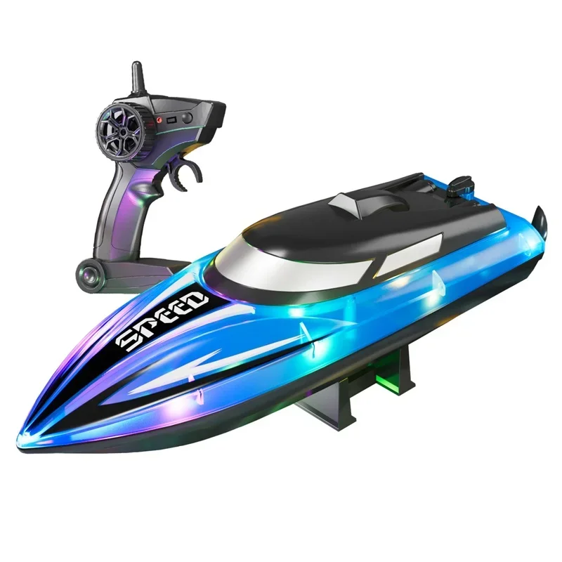 Rc-boot met kleurrijk led-licht Elektrisch hogesnelheidsspeelgoed Waterdicht Racing Afstandsbediening Speedboot Competitief speelgoedjongen Kindercadeau - afbeelding 2
