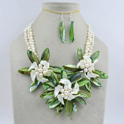 new !!  Latest Design Shell Flowers Wedding Crystal Necklace Women Fashion Necklace  20