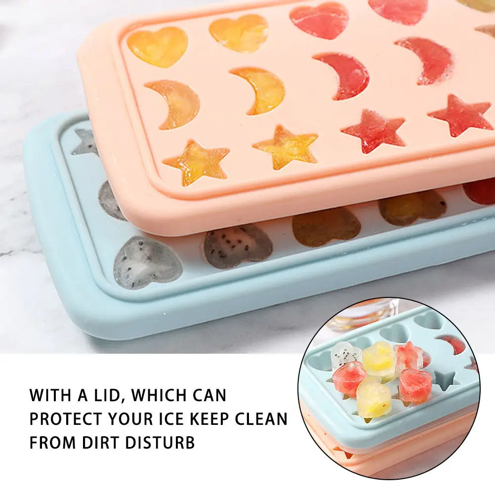 Food Grade Silicone Ice Mold Star Moon Heart Shape Lid Flexible Easy Release for Ice Cubes Pudding Jelly Soda Wine - view 6