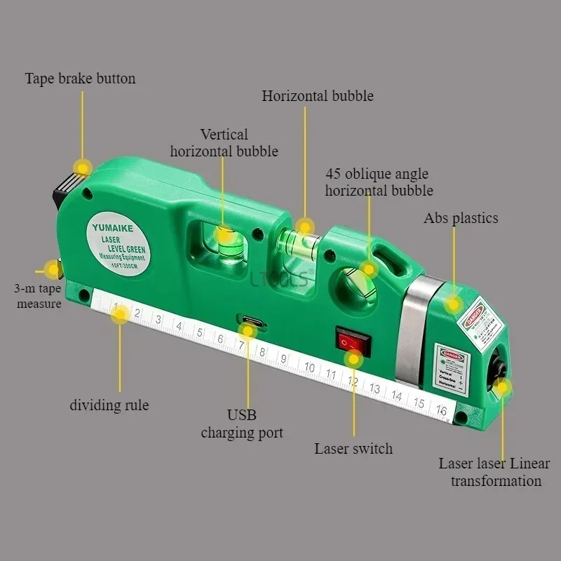 Small Portable Laser Level Ruler Straight Line Laser Guided Horizontal Line Decoration Specific Multifunctional Measuring Tool