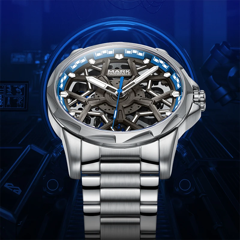 MARK FAIRWHALE FW-6800 Automatic Movement Mechanical Watches for Men Fashion Hollow Luminous Waterproof Men Watches