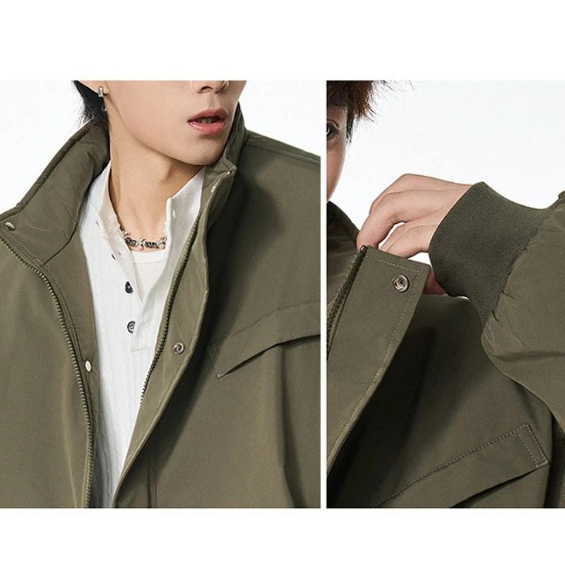 سترة قطنية مبطنة بياقة واقفة للرجال، كاجوال للعمل على الطراز الكوري، مجموعة خريف وشتاء 2025
