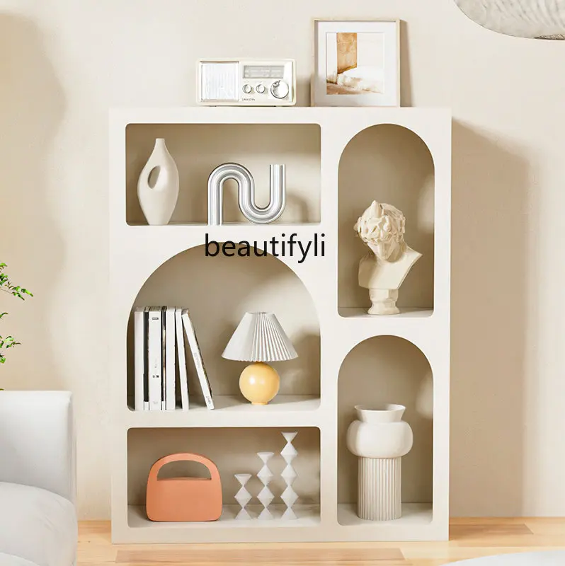 Living Room Shelf Floor Home Entrance Cabinet Cream Style Bookshelf Display Shelf Arch Cabinet Cave Cabinet