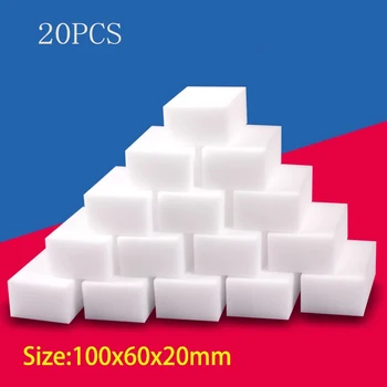 20 ชิ้นฟองน้ํายางลบเมลามีนฟองน้ําทําความสะอาดฟองน้ําทําความสะอาดห้องครัวสําหรับล้างจานในครัวเรือนเครื่องมือทําความสะอาดห้องน้ํา 100x60x20 มิลลิเมตร