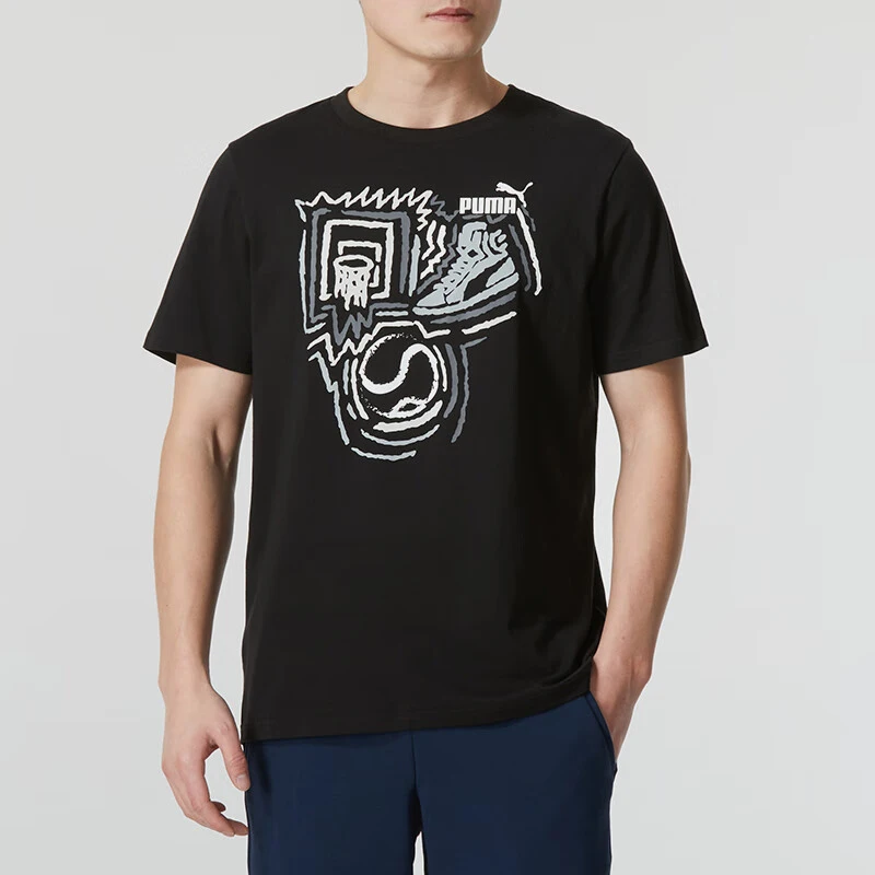 Puma genuina nueva camisa de manga corta deportiva de entrenamiento para correr con cuello redondo transpirable para hombre 682151-01