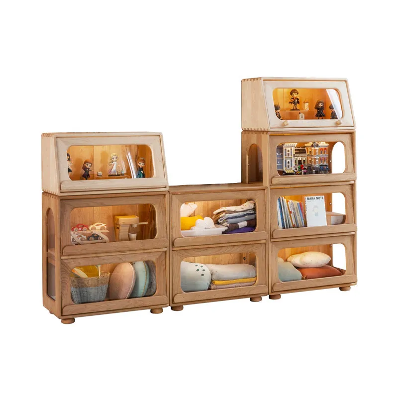 Display cabinet flip door model, hard maple cherry model can be stacked with figure model cabinet storage locker