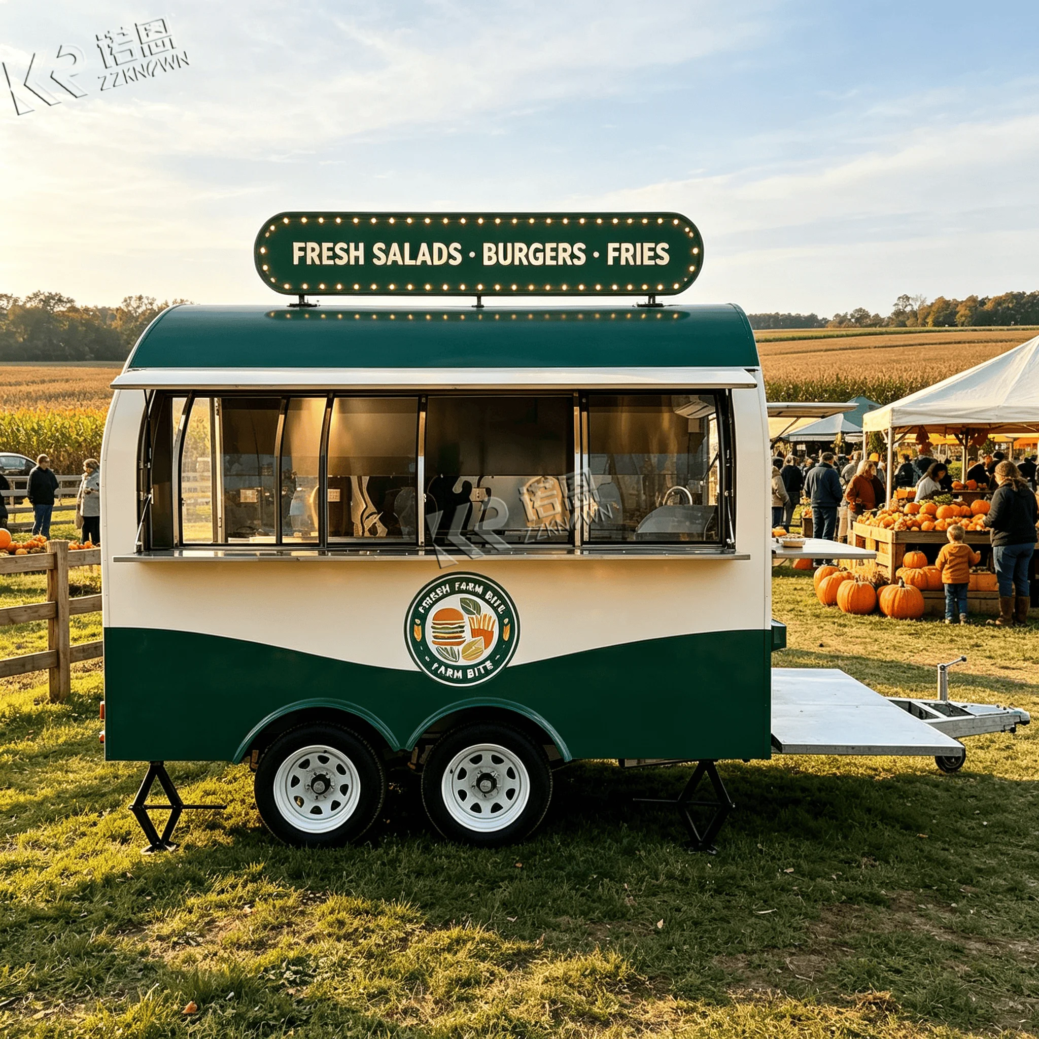 2.6m OEM Curved Mini Food Truck With Fresh‑Water Tank for Outdoor Coffee Pop‑Up Stall Business