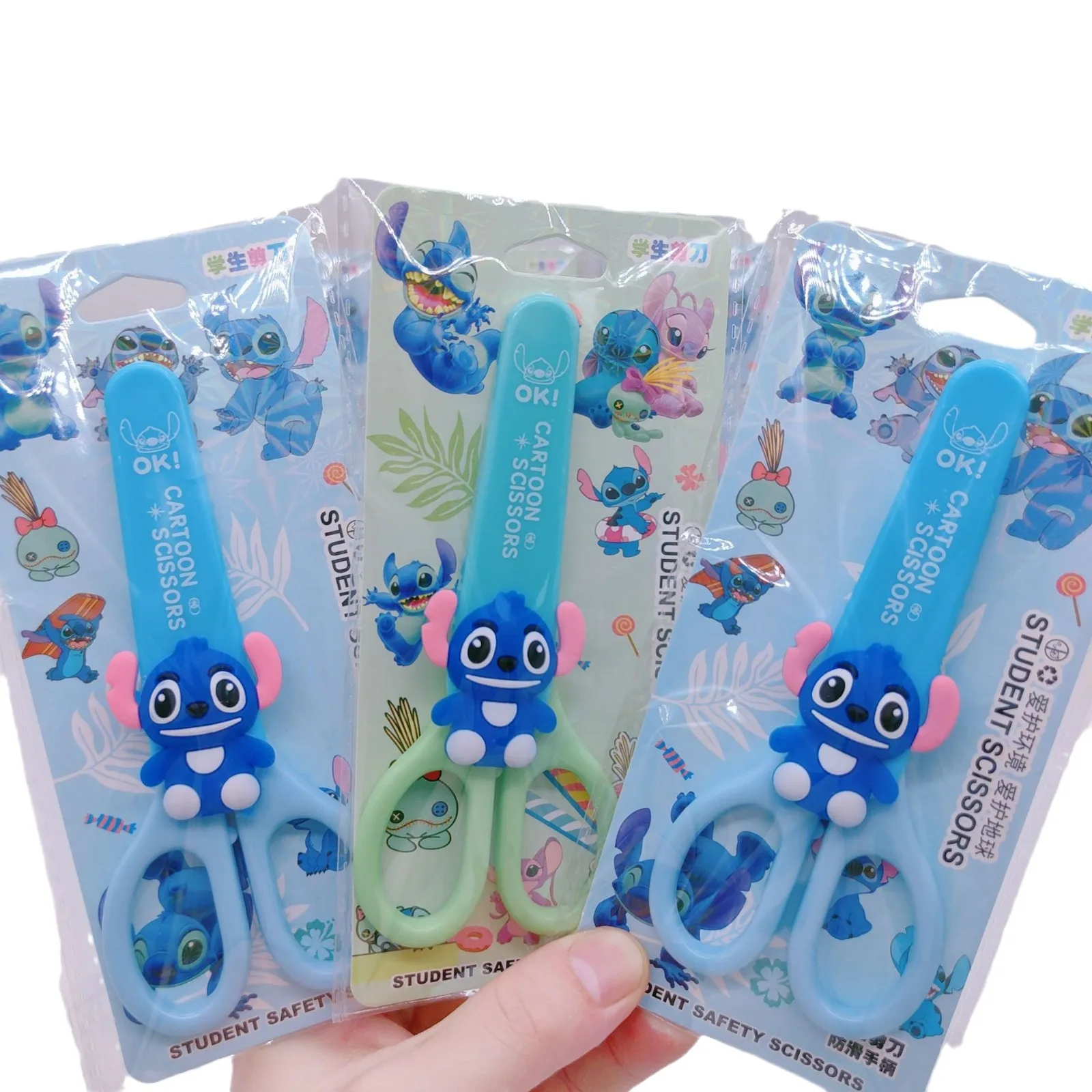 Disney-Stitch tesoura de segurança para crianças, presente do estudante, papelaria de escritório, material escolar, desenhos animados, 2pcs