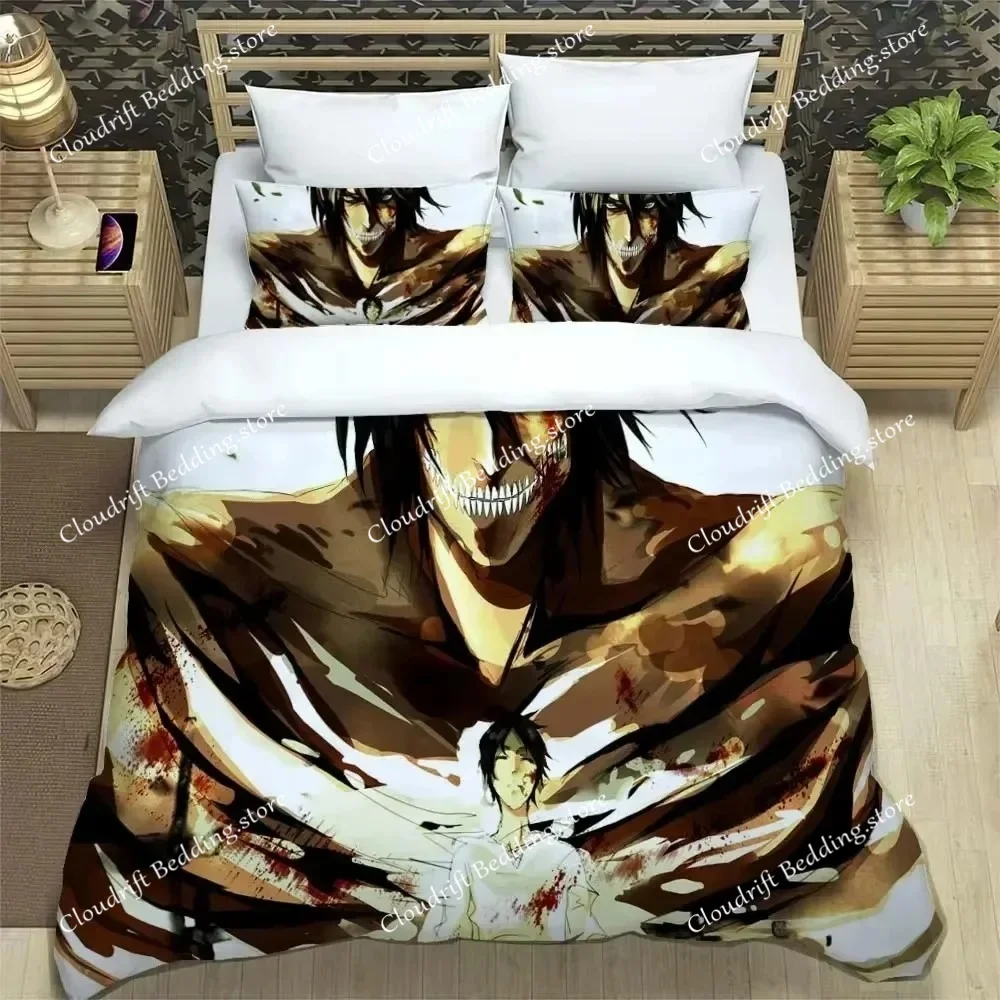 Attack on Titan Duvet Cover Anime Cartoon Bedding Set Boys Girls Bedroom Decoration Kids Gift Single Double Size