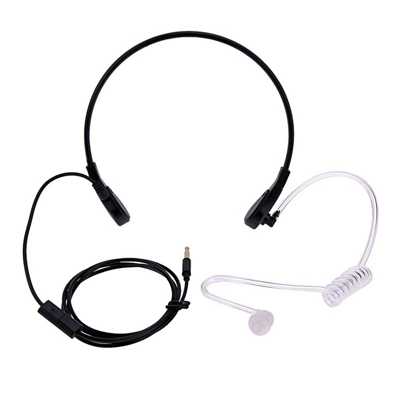 HFES 2 Pcs 3.5Mm Throat Mic Microphone Covert Acoustic Tube Earpiece Headset, White & White-Black