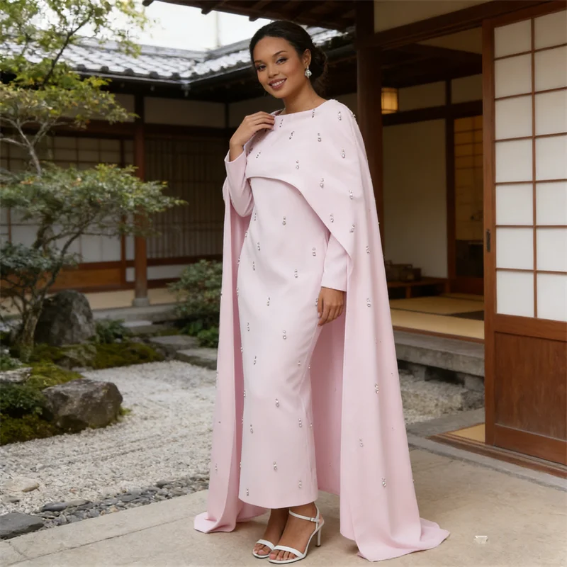 

Новейший комплект из 2 предметов: роскошная свадебная абайя с вышивкой жемчугом в ближневосточном стиле, мусульманское платье, дубайский кафтан, исламская джалабия, кебайя