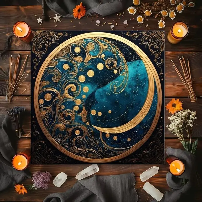 VIKAMA Yin Yang Koi Tarot Tablecloth, Mystical Divination Altar Cloth Ritual for Spiritual Room Decor, Witchy