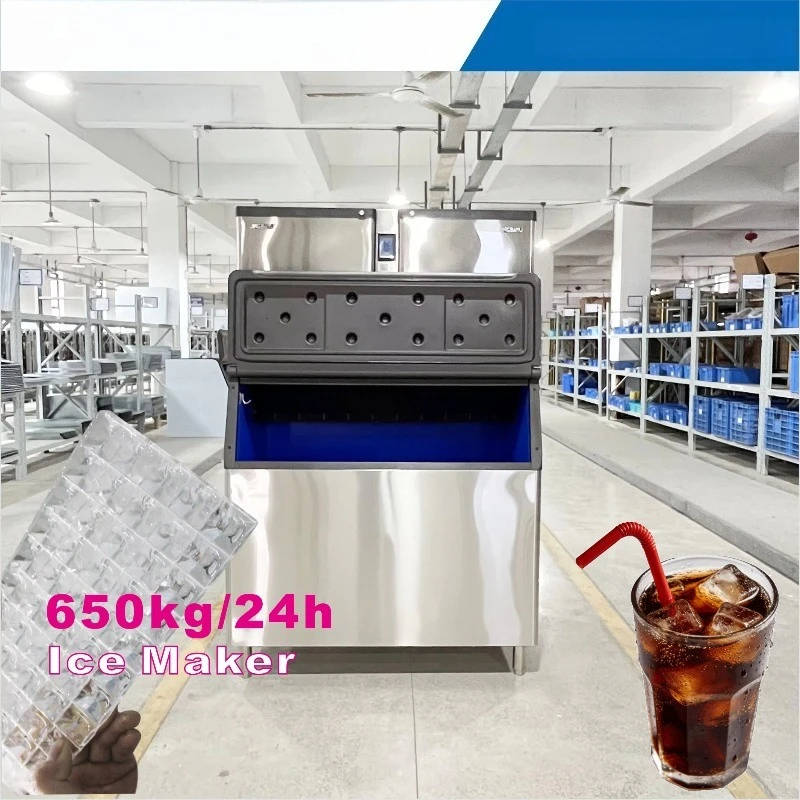 650kg 860kg Large Ice Cube Maker Double Ice Tray Commercial Stainless Steel Ice Machine High Productivity for Supermarket