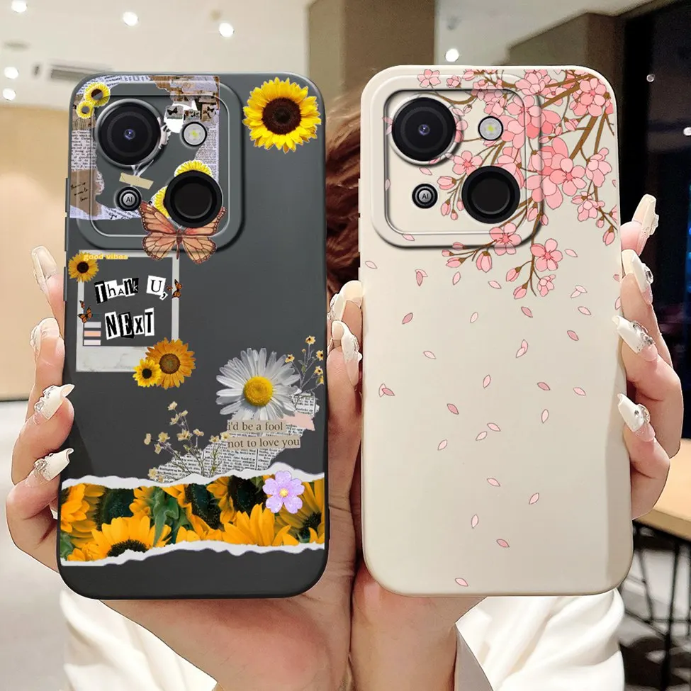 For ITEL A06 A50 A50C Silicone Cover Cute Cat Luxury Flowers Funny Girls Boys Back Cover For A06 ITEL A50 A50C Phone Case Bumper