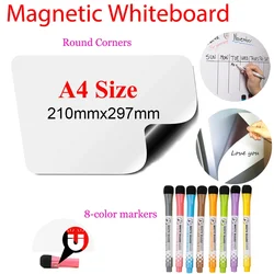 A4 Rounded Magnetic Whiteboard Reusable Refrigerator Sticker Dry Wipe Mark Graffiti,Write Memo,Message Board,Announcement Board